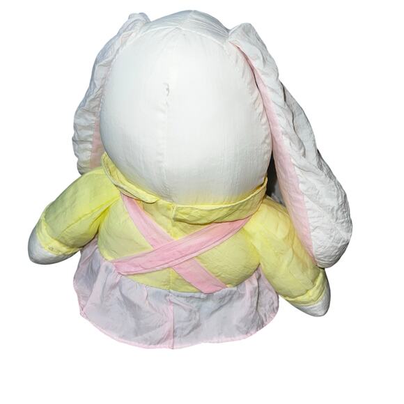 Vintage Nylon Puffy Easter Bunny long ears Plush Rabbit Pastel Stuffed Animal - Picture 4 of 6